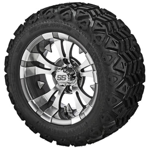 LSI 12" Warlock Gun Metal Gray & Machined Wheel and Lifted Tire Combo