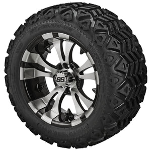 LSI 12" Warlock Black & Machined Wheel and Lifted Tire Combo