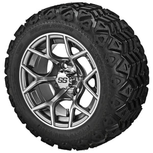 LSI 12" Ninja Gun Metal Gray & Machined Wheel and Lifted Tire Combo