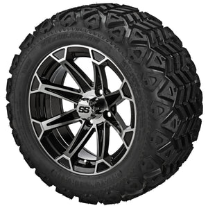 LSI 12" Viking Black & Machined Wheel and Lifted Tire Combo