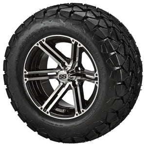 LSI 12" Yukon Black & Machined Wheel and Lifted Tire Combo