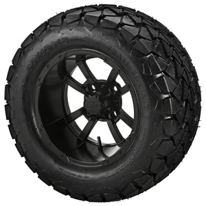 LSI 12" Maltese Cross Matte Black Wheel and Lifted Tire Combo