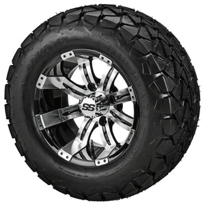 LSI 12" Casino Black & Machined Wheel and Lifted Tire Combo