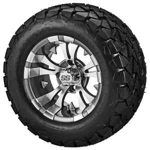 LSI 12" Warlock Gun Metal Gray & Machined Wheel and Lifted Tire Combo