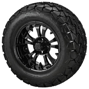 LSI 12" Warlock Gloss Black Wheel and Lifted Tire Combo