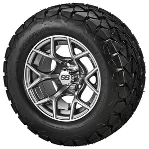 LSI 12" Ninja Gun Metal Gray & Machined Wheel and Lifted Tire Combo