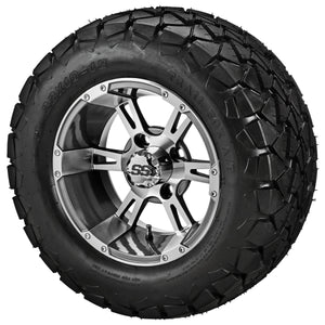 LSI 12" Raptor Gun Metal Gray & Machined Wheel and Lifted Tire Combo