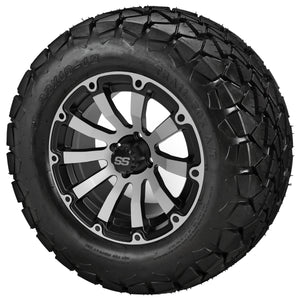 LSI 12" Beast Black & Machined Wheel and Lifted Tire Combo