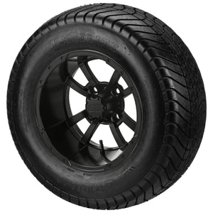 LSI 12" Maltese Cross Matte Black Wheel and Lifted Tire Combo