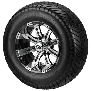 LSI 12" Casino Black & Machined Wheel and Lifted Tire Combo