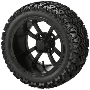 LSI 12" Maltese Cross Matte Black Wheel and Lifted Tire Combo