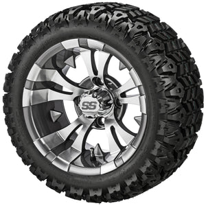 LSI 12" Warlock Gun Metal Gray & Machined Wheel and Lifted Tire Combo