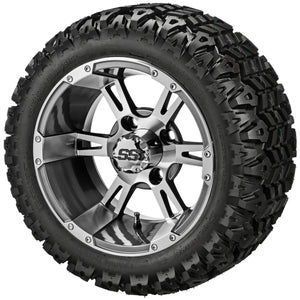 LSI 12" Raptor Gun Metal Gray & Machined Wheel and Lifted Tire Combo