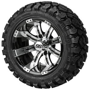 LSI 12" Casino Black & Machined Wheel and Lifted Tire Combo