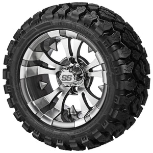 LSI 12" Warlock Gun Metal Gray & Machined Wheel and Lifted Tire Combo