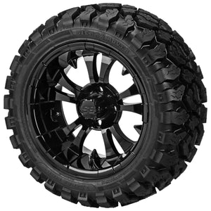 LSI 12" Warlock Gloss Black Wheel and Lifted Tire Combo