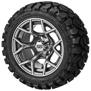 LSI 12" Ninja Gun Metal Gray & Machined Wheel and Lifted Tire Combo