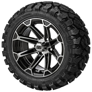 LSI 12" Viking Black & Machined Wheel and Lifted Tire Combo