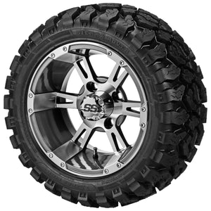 LSI 12" Raptor Gun Metal Gray & Machined Wheel and Lifted Tire Combo