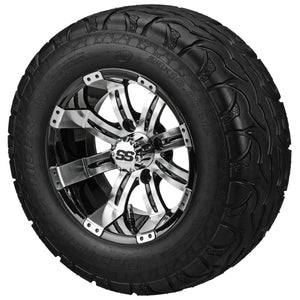 LSI 12" Casino Black & Machined Wheel and Lifted Tire Combo