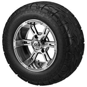 LSI 12" Raptor Gun Metal Gray & Machined Wheel and Lifted Tire Combo