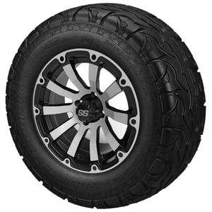 LSI 12" Beast Black & Machined Wheel and Lifted Tire Combo