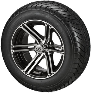 LSI 12" Yukon Black & Machined Wheel and Low Profile Tire Combo