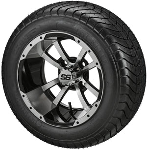 LSI 12" Maltese Cross Black & Machined Wheel and Low Profile Tire Combo