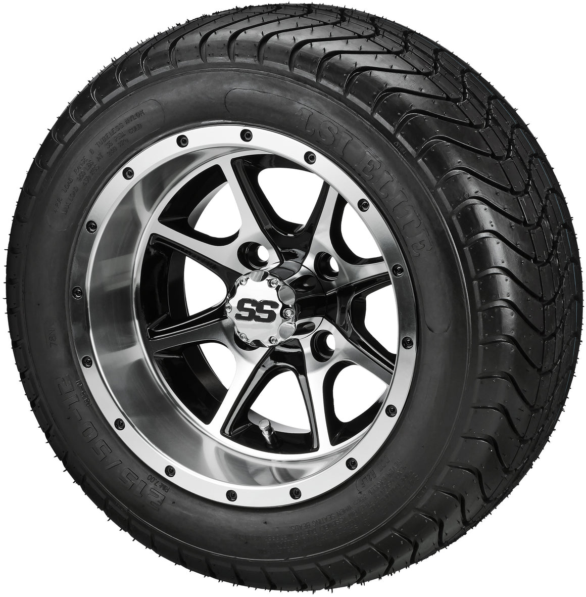 LSI 12" Azusa Black & Machined Wheel and Low Profile Tire Combo