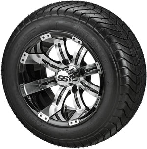 LSI 12" Casino Black & Machined Wheel and Low Profile Tire Combo