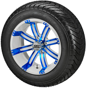 LSI 12" Casino White & Blue Wheel and Low Profile Tire Combo