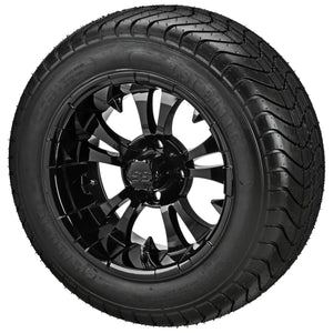 LSI 12" Warlock Gloss Black Wheel and Low Profile Tire Combo