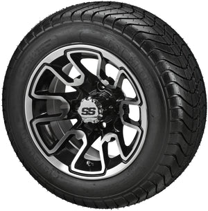 LSI 12" Tombstone Black & Machined Wheel and Low Profile Tire Combo