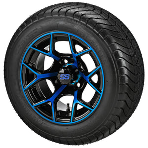 LSI 12" Ninja Black & Blue Wheel and Low Profile Tire Combo