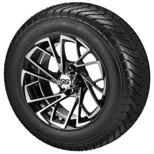 LSI 12" Stinger Black & Machined Wheel and Low Profile Tire Combo