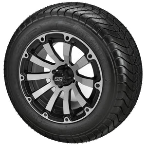 LSI 12" Beast Black & Machined Wheel and Low Profile Tire Combo