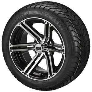 LSI 12" Yukon Black & Machined Wheel and Low Profile Tire Combo (Centered)