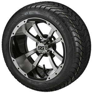 LSI 12" Maltese Cross Black & Machined Wheel and Low Profile Tire Combo