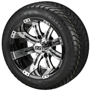 LSI 12" Casino Black & Machined Wheel and Low Profile Tire Combo