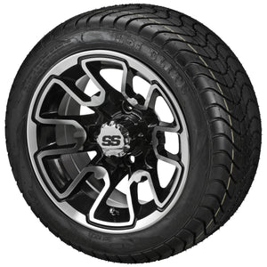 LSI 12" Tombstone Black & Machined Wheel and Low Profile Tire Combo