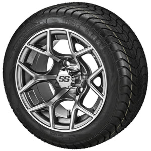 LSI 12" Ninja Gun Metal Gray & Machined Wheel and Low Profile Tire Combo