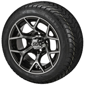 LSI 12" Ninja Black & Machined Wheel and Low Profile Tire Combo