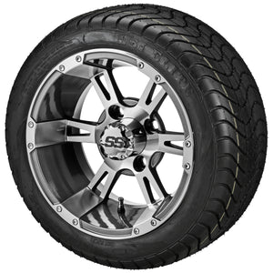 LSI 12" Raptor Gun Metal Gray & Machined Wheel and Low Profile Tire Combo