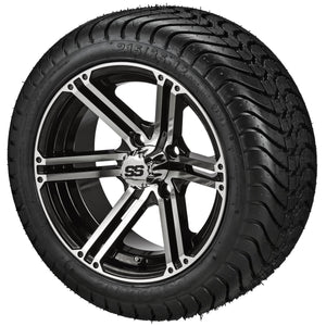 LSI 12" Yukon Black & Machined Wheel and Low Profile Tire Combo (Centered)