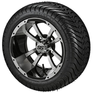 LSI 12" Maltese Cross Black & Machined Wheel and Low Profile Tire Combo