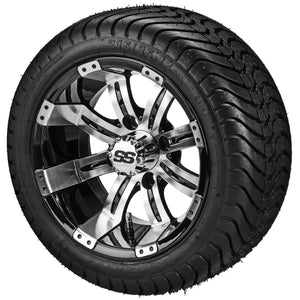 LSI 12" Casino Black & Machined Wheel and Low Profile Tire Combo