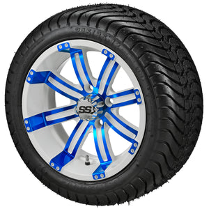 LSI 12" Casino White & Blue Wheel and Low Profile Tire Combo