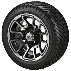 LSI 12" Tombstone Black & Machined Wheel and Low Profile Tire Combo