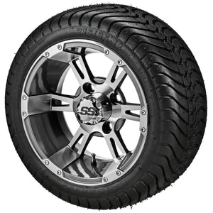 LSI 12" Raptor Gun Metal Gray & Machined Wheel and Low Profile Tire Combo