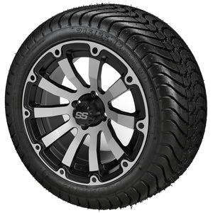 LSI 12" Beast Black & Machined Wheel and Low Profile Tire Combo